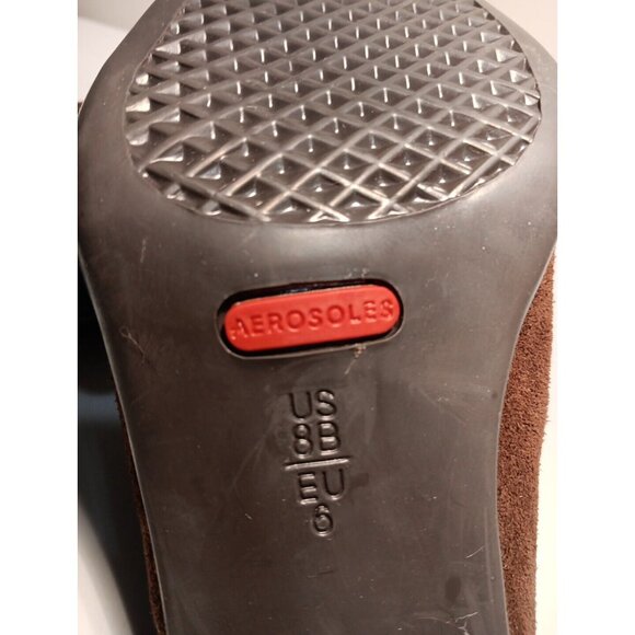 - New Y2k 90s Womens Suede Brown Aerosoles Clogs Mules Shoes - Size 8 - Picture 9 of 10